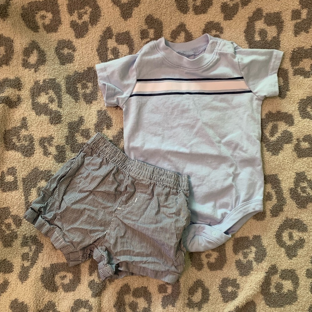 🆕 nwot baby boys shorts and onesie set 3 6 month organic cotton